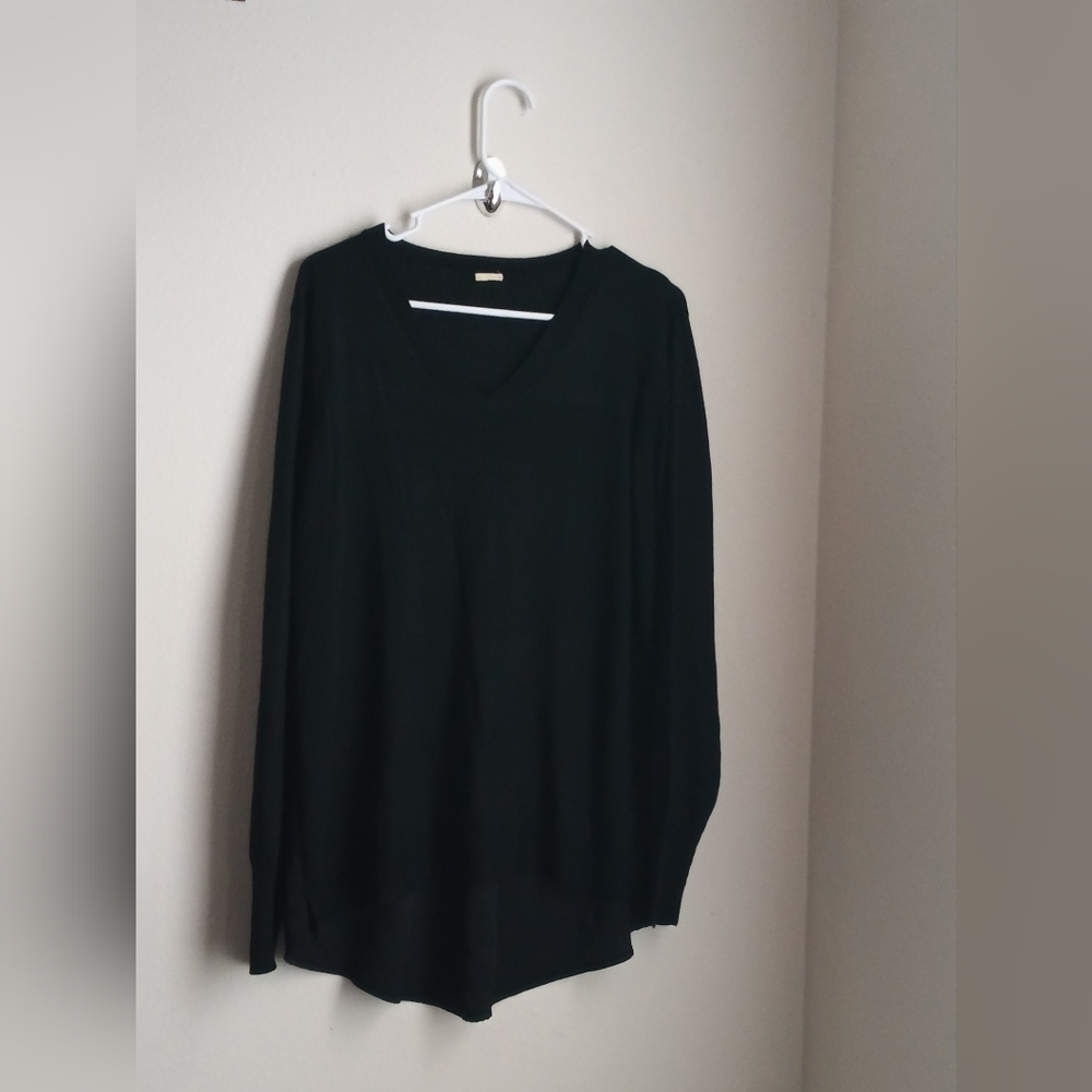 Unbranded Blouse Women 2X Black V-Neck Top Elegant Sheer Versatile Office Prepp